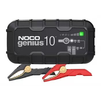 Carregador de bateria NOCO GENIUS10 EU 10 A para baterias de 6V e 12V — manutenção e dessulfatação, 150 W, Li‑Ion/AGM/Gel, resistente à água IPX