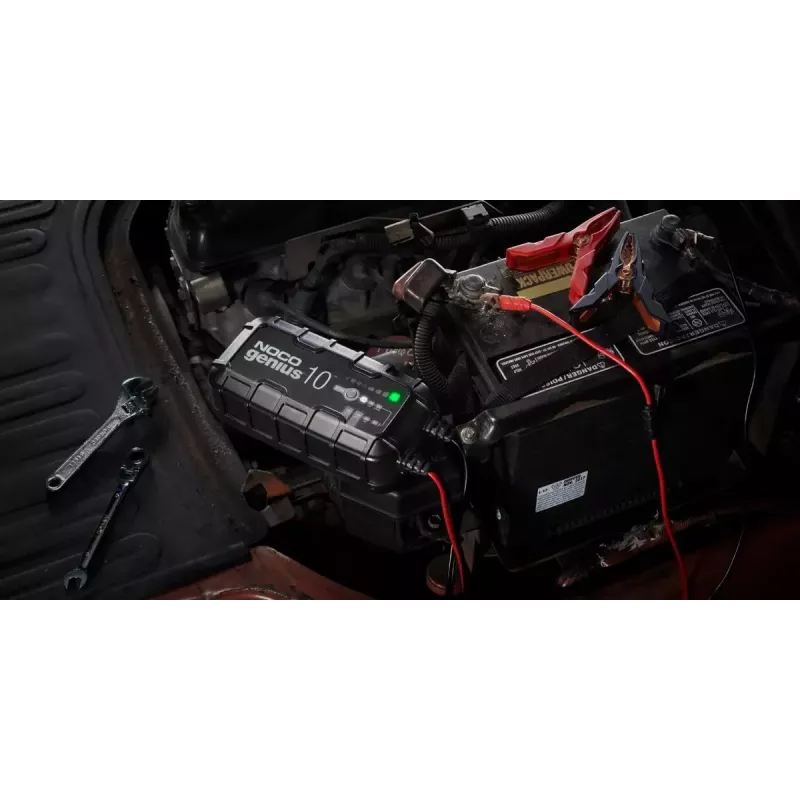 Carregador de bateria NOCO GENIUS10 EU 10 A para baterias de 6V e 12V — manutenção e dessulfatação, 150 W, Li‑Ion/AGM/Gel, resistente à água IPX