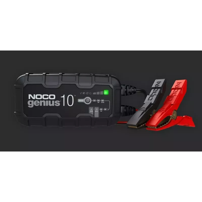Carregador de bateria NOCO GENIUS10 EU 10 A para baterias de 6V e 12V — manutenção e dessulfatação, 150 W, Li‑Ion/AGM/Gel, resistente à água IPX