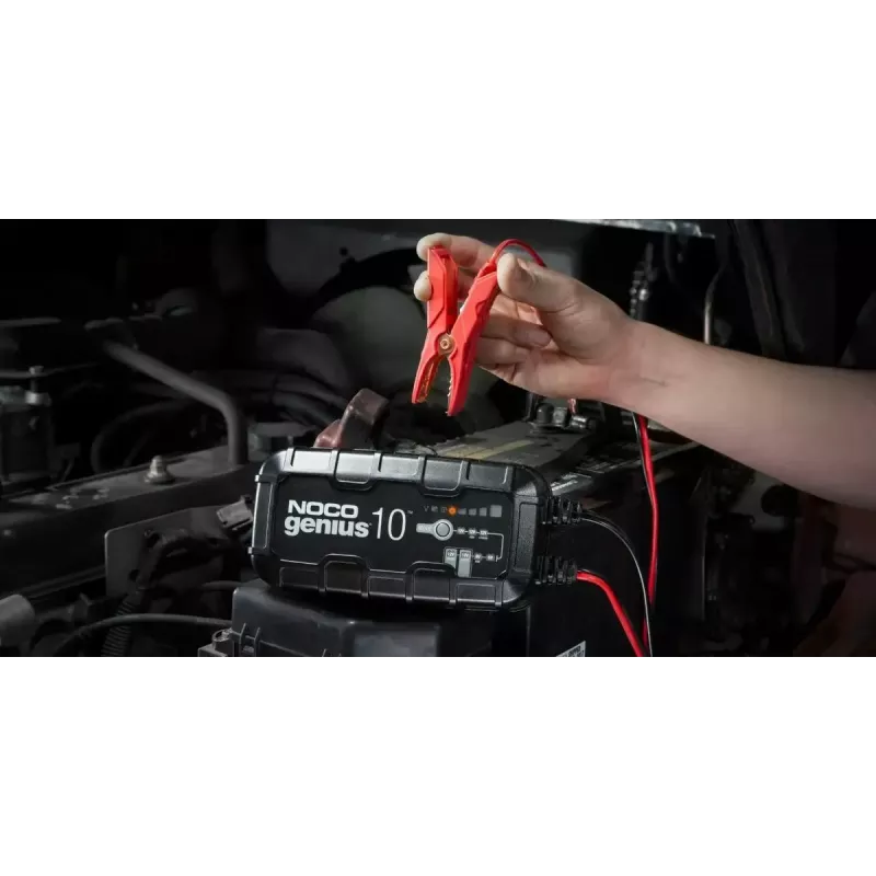 Carregador de bateria NOCO GENIUS10 EU 10 A para baterias de 6V e 12V — manutenção e dessulfatação, 150 W, Li‑Ion/AGM/Gel, resistente à água IPX