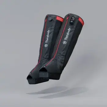 Botas de compressão Therabody Recovery Air Jetboots Pro Plus — perna completa, regular, pneumático 20–100 mmHg, vibração, LCD, recarregável
