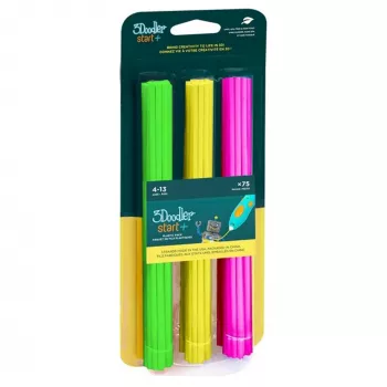 Conjunto de filamento de impressão 3D compostável 3Doodler 75 unid. — verde, rosa, amarelo, Neon-Glow, ponto de fusão 65 °C