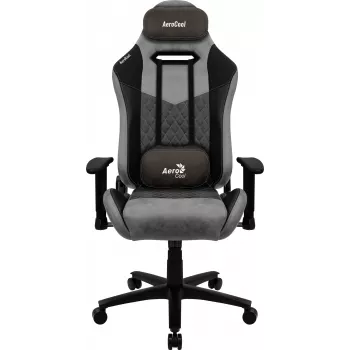 Cadeira gaming AEROCOOL DUKE AeroSuede preta/cinzenta – braços 2D, mecanismo borboleta, peso máximo do utilizador 150 kg