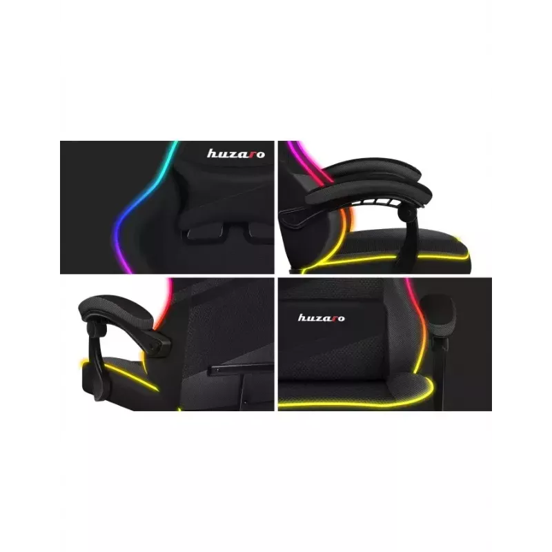 Huzaro Force 4.4 RGB cadeira gaming, tecido, carga máxima 130 kg, altura 125 cm, preto