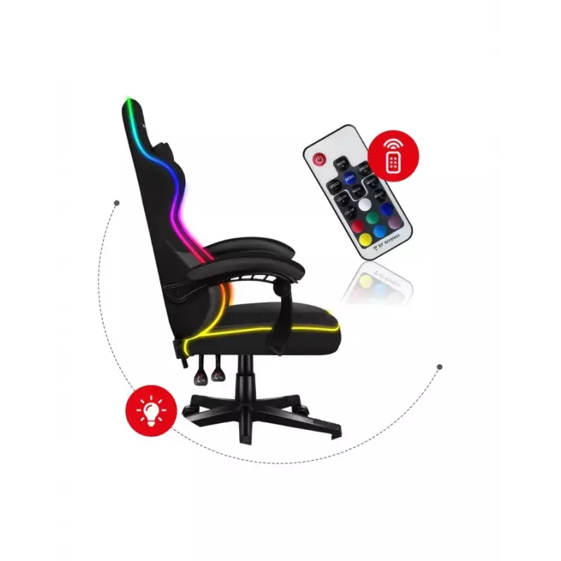 Huzaro Force 4.4 RGB cadeira gaming, tecido, carga máxima 130 kg, altura 125 cm, preto