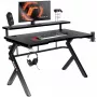 Secretária gaming Huzaro Hero 5.0 preta — estrutura reta em alumínio, tampo em fibra de carbono 1200×600 mm
