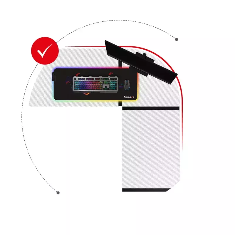Huzaro Hero 6.3 secretária gaming, 154×48×74 cm, espessura do tampo 1,5 cm, branca