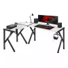 Secretária gaming de canto Huzaro Hero 6.3 branca em L com tampo em fibra de carbono 1540×1170×740 mm
