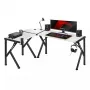 Secretária gaming de canto Huzaro Hero 6.3 branca em L com tampo em fibra de carbono 1540×1170×740 mm