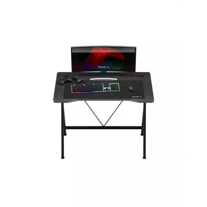 Secretária gaming Huzaro Hero 1.4 preta, tampo retangular em MDF 1000x500x750 mm