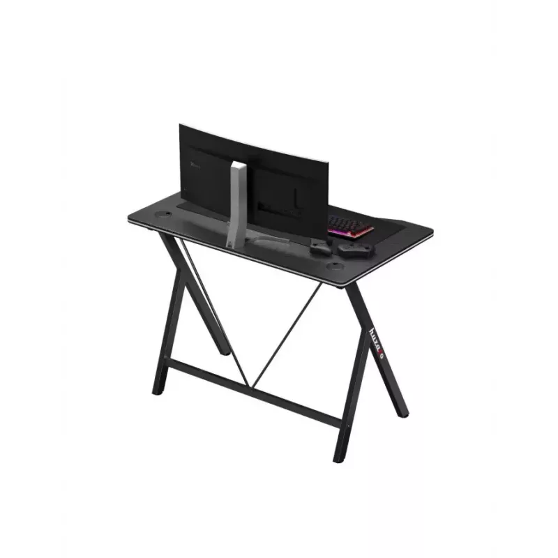 Secretária gaming Huzaro Hero 1.4 preta, tampo retangular em MDF 1000x500x750 mm