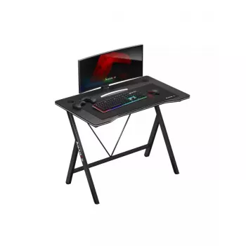 Secretária gaming Huzaro Hero 1.4 preta, tampo retangular em MDF 1000x500x750 mm