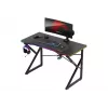 Secretária gaming Huzaro Hero 1.7 RGB preta — secretária ergonómica reta 1200x600 mm, 750 mm de altura, LED, porta-copos, suporte para auscultadores