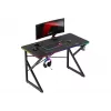 Secretária gaming Huzaro Hero 1.7 RGB preta — secretária ergonómica reta 1200x600 mm, 750 mm de altura, LED, porta-copos, suporte para auscultadores