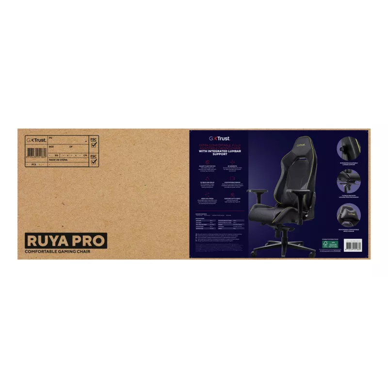 Cadeira gaming universal Trust GXT 721 Ruya Pro, preta