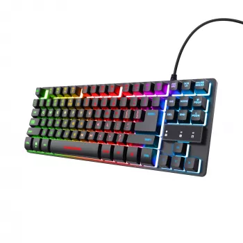 Teclado gaming Trust GXT 833 Thado USB neerlandês preto, prateado