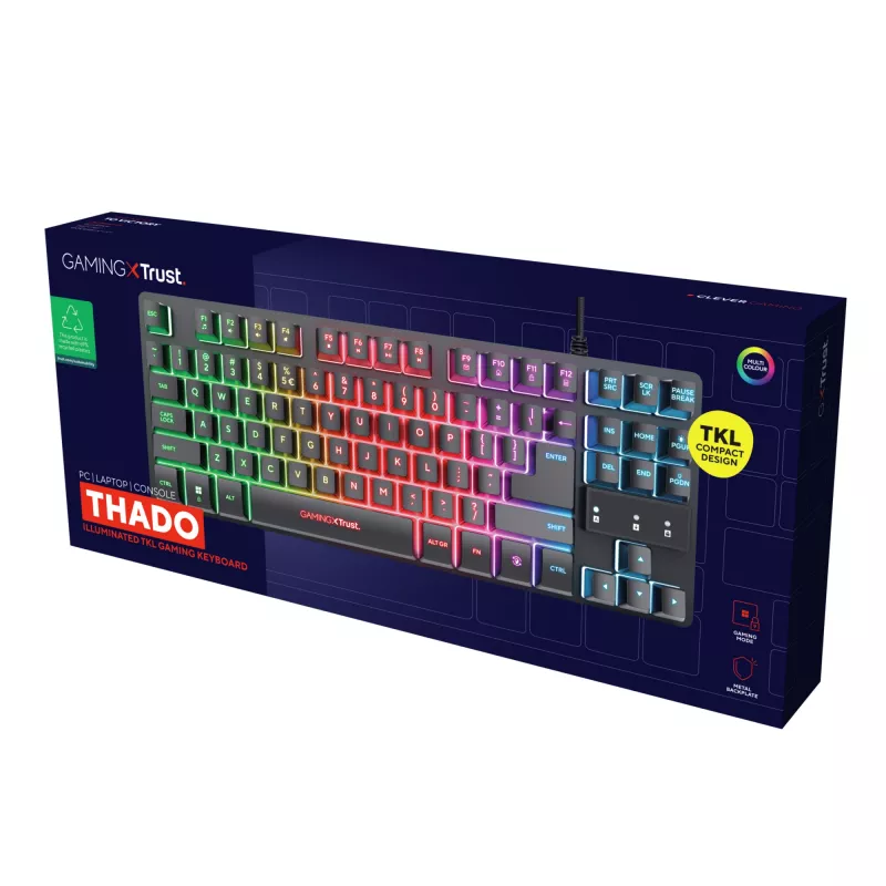 Teclado gaming Trust GXT 833 Thado USB neerlandês preto, prateado