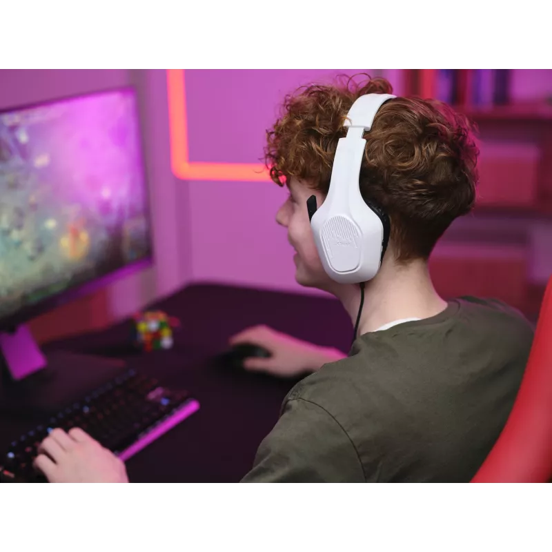 Headset Trust GXT 415W Zirox com fios arco de cabeça gaming branco