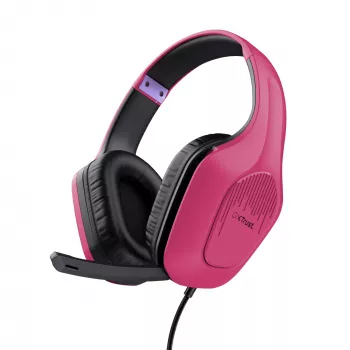 Headset Trust GXT 415P Zirox com fios arco de cabeça gaming rosa