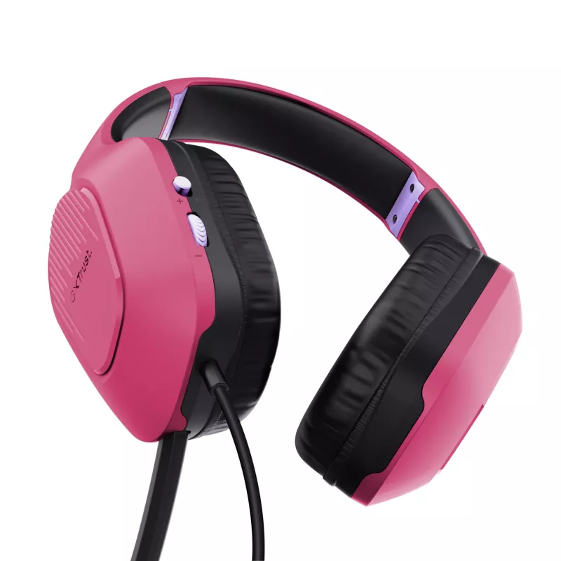 Headset Trust GXT 415P Zirox com fios arco de cabeça gaming rosa