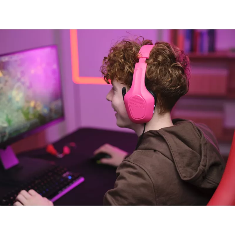Headset Trust GXT 415P Zirox com fios arco de cabeça gaming rosa