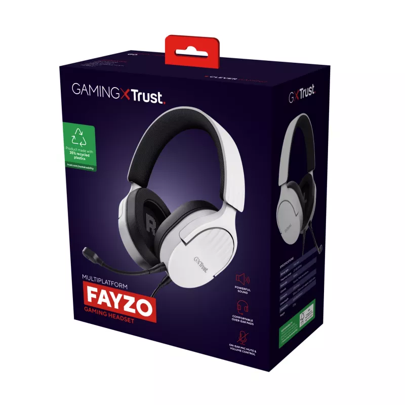 Headset Trust GXT 489W FAYZO com fios arco de cabeça gaming preto, branco