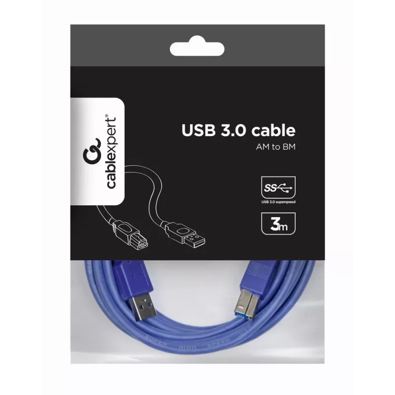 Cabo USB 3.0 GEMBIRD A macho para B macho 3 m – azul