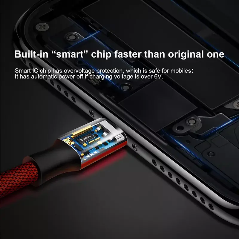 Cabo USB-A para Lightning Baseus Yiven 1,8 m, saída 2 A, vermelho, revestimento em elastómero termoplástico