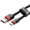 Cabo de carregamento rápido Cafule entrançado BASEUS - USB Type-A para Type-C 2A - 2 m - preto (nylon)
