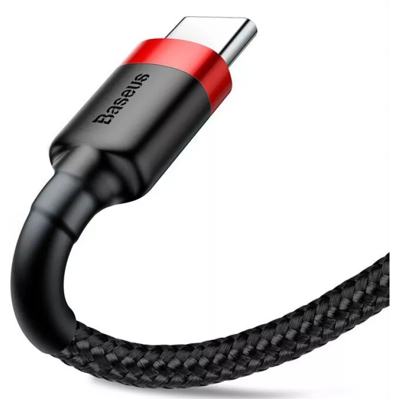 Cabo de carregamento rápido Cafule entrançado BASEUS - USB Type-A para Type-C 2A - 2 m - preto (nylon)