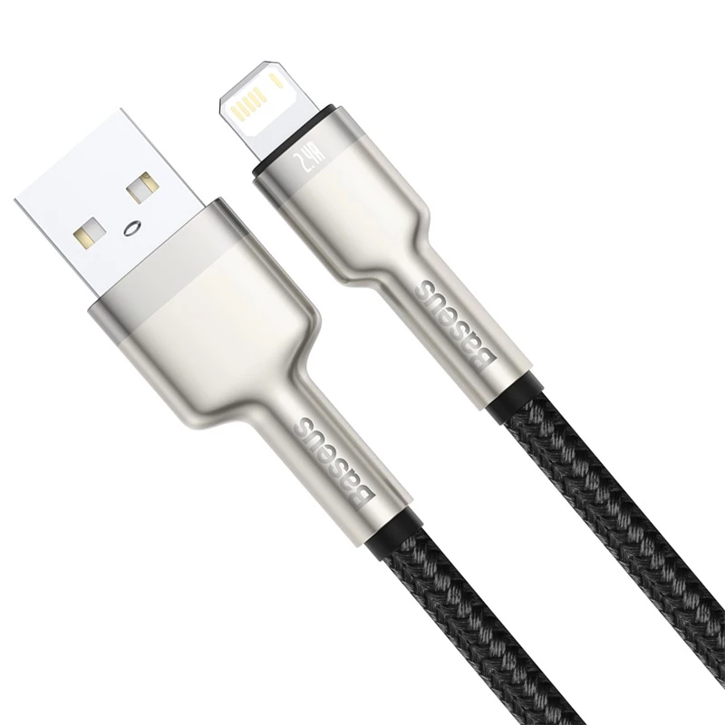 Cabo de transferência de dados Cafule Fast Charge BASEUS - USB Type-A para Lightning - 480 Mbit/s (2,4 A PD) - 1 m - preto