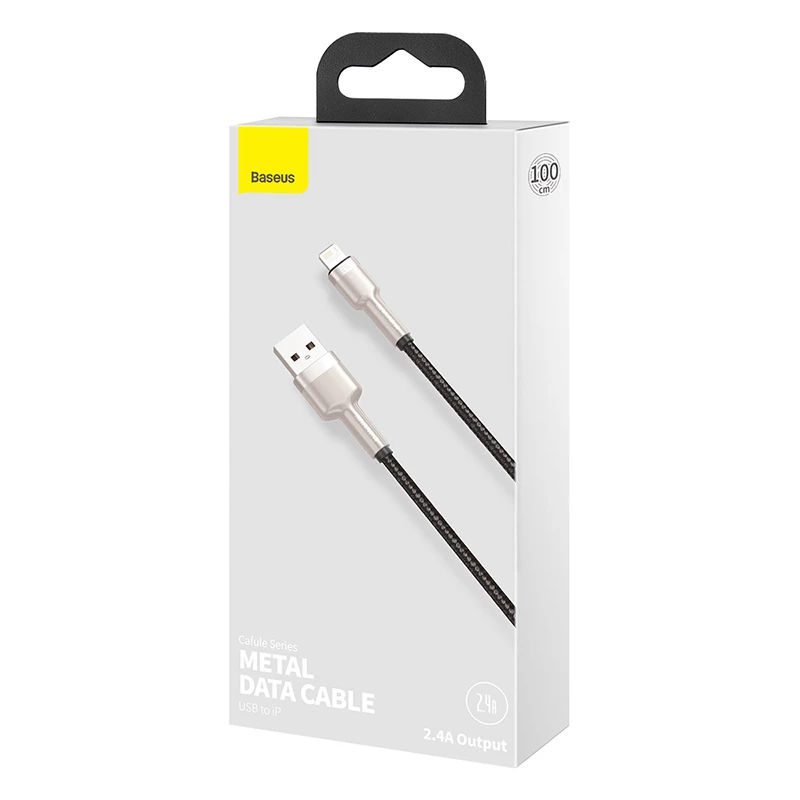 Cabo de transferência de dados Cafule Fast Charge BASEUS - USB Type-A para Lightning - 480 Mbit/s (2,4 A PD) - 1 m - preto