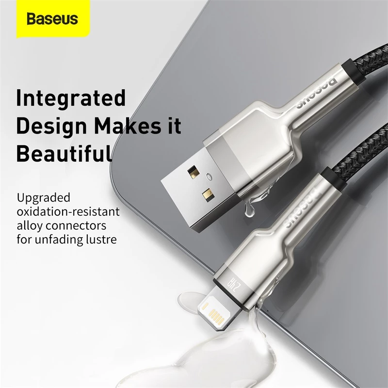 Cabo de transferência de dados Cafule Fast Charge BASEUS - USB Type-A para Lightning - 480 Mbit/s (2,4 A PD) - 1 m - preto