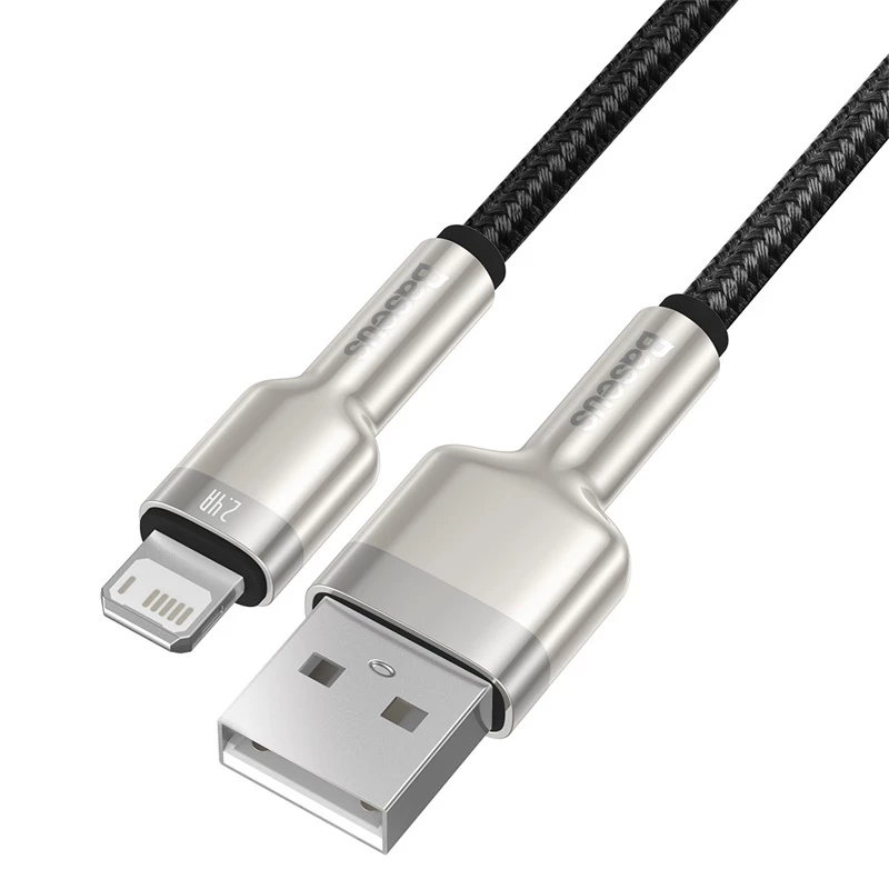 Cabo de transferência de dados Cafule Fast Charge BASEUS - USB Type-A para Lightning - 480 Mbit/s (2,4 A PD) - 1 m - preto