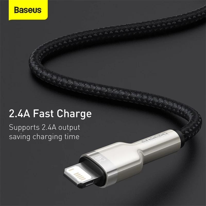 Cabo de transferência de dados Cafule Fast Charge BASEUS - USB Type-A para Lightning - 480 Mbit/s (2,4 A PD) - 1 m - preto