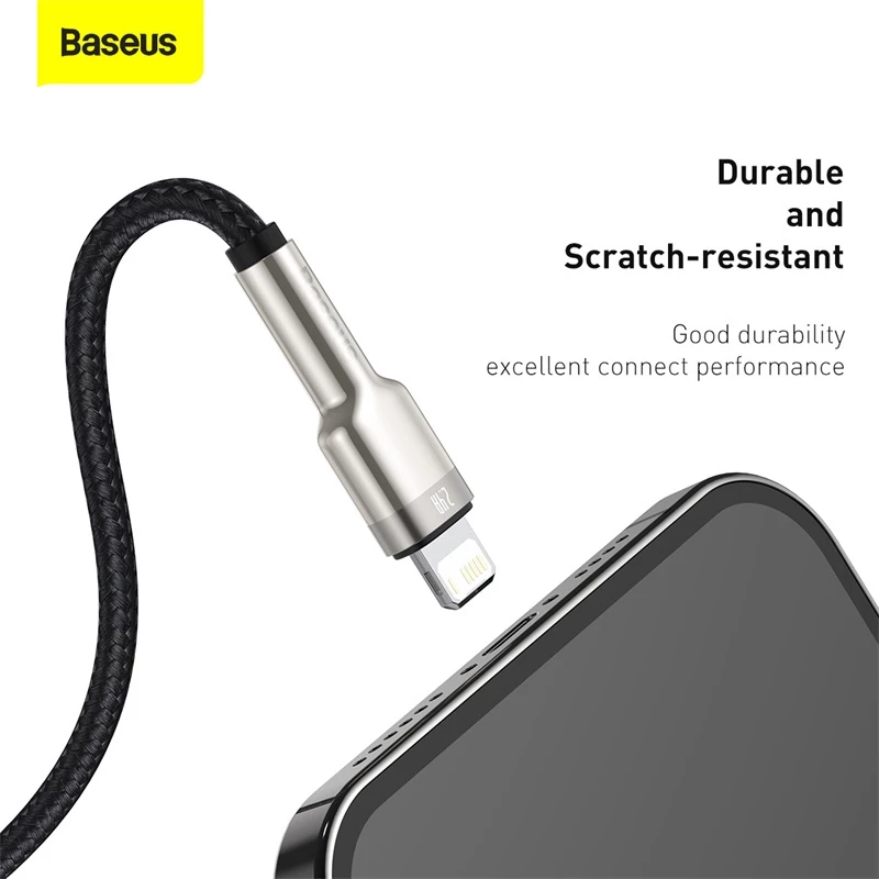 Cabo de transferência de dados Cafule Fast Charge BASEUS - USB Type-A para Lightning - 480 Mbit/s (2,4 A PD) - 1 m - preto