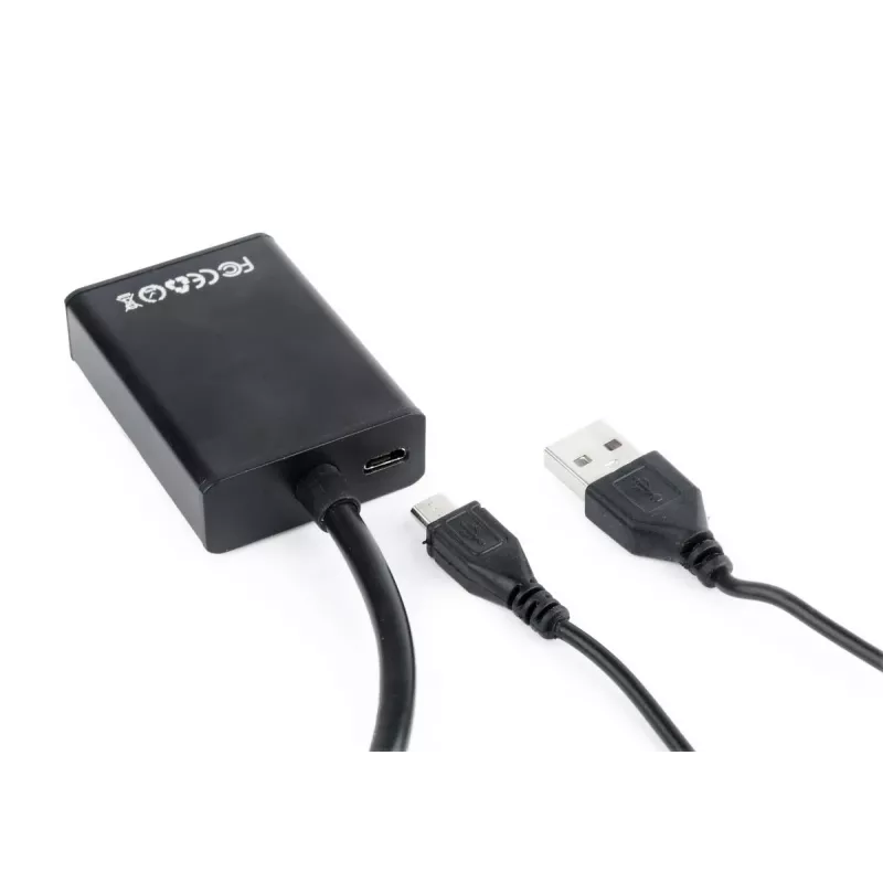 Cabo adaptador VGA para HDMI GEMBIRD, alimentado por USB 15 cm - preto