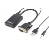 Cabo adaptador VGA para HDMI GEMBIRD, alimentado por USB 15 cm - preto