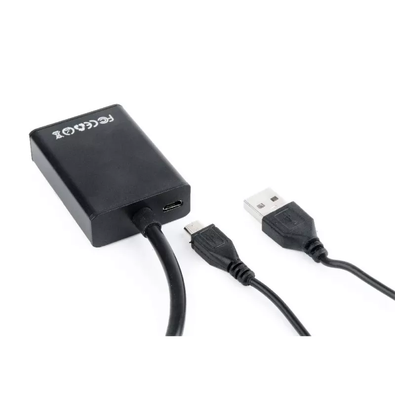 Cabo adaptador VGA para HDMI GEMBIRD, alimentado por USB 15 cm - preto