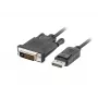 Cabo adaptador de vídeo LANBERG DisplayPort (ficha macho) para DVI‑D (ficha macho), 1 m, preto, suporta 1080p