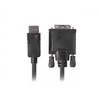 Cabo adaptador de vídeo LANBERG DisplayPort (ficha macho) para DVI‑D (ficha macho), 1 m, preto, suporta 1080p