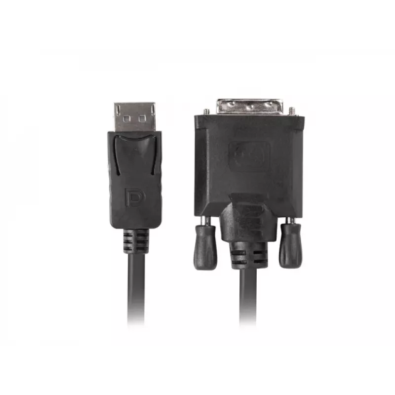 Cabo adaptador de vídeo LANBERG DisplayPort (ficha macho) para DVI‑D (ficha macho), 1 m, preto, suporta 1080p