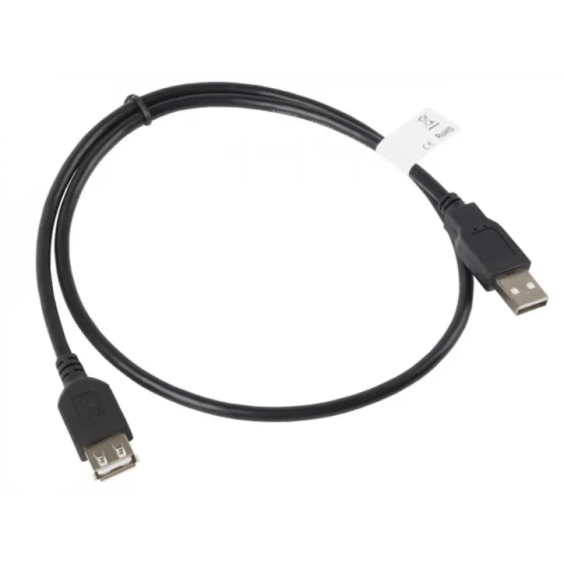 Cabo USB-A para USB-A LANBERG CA-USBE-10CC-0007-BK, USB 2.0, 0,7 m, preto