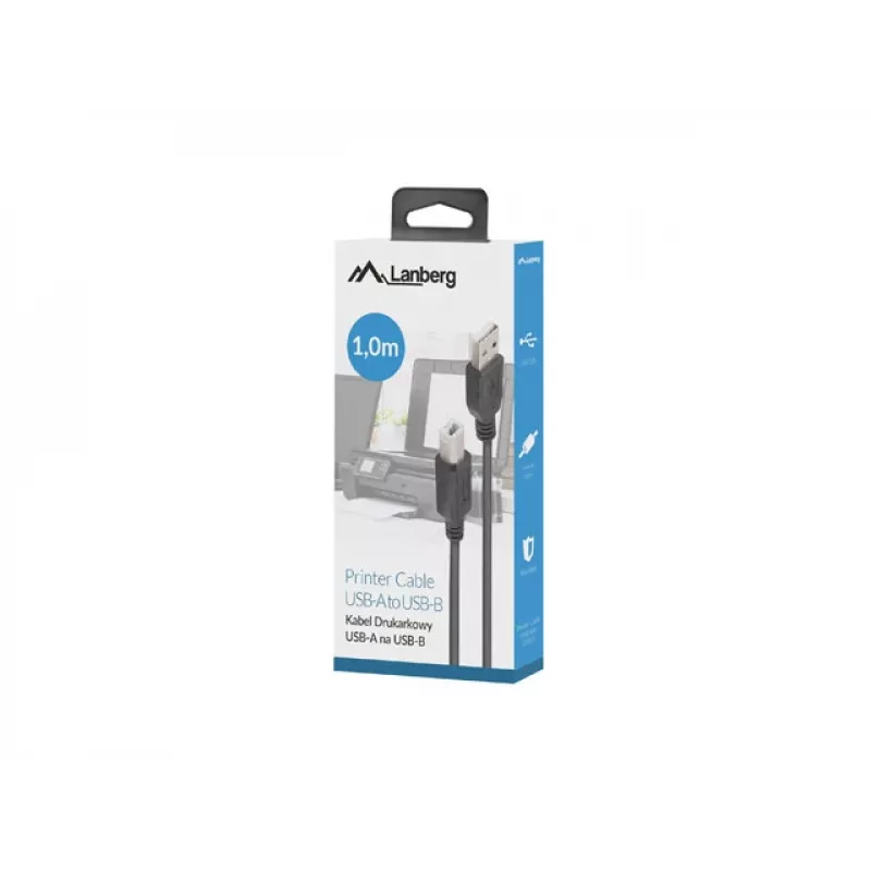 Cabo LANBERG USB-A (macho) -> USB-B (macho) 2.0 1 m preto Ferrite, caixa