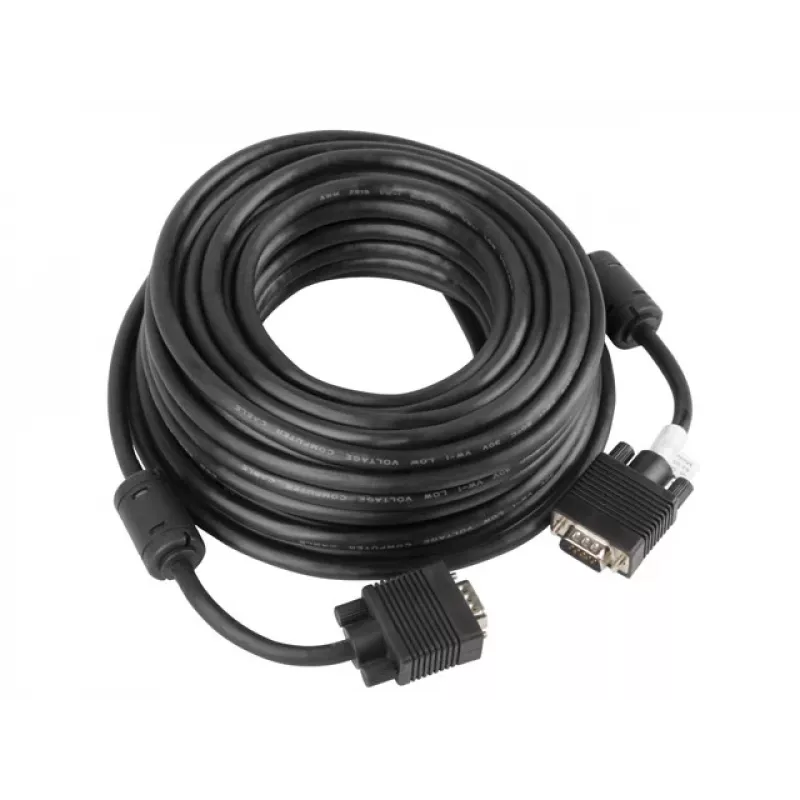 Cabo VGA LANBERG CA-VGAC-10CC-0150-B — 15 m, VGA (D-Sub) macho-macho, preto, núcleo de ferrite