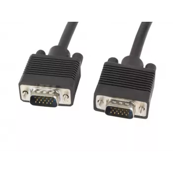 Cabo VGA LANBERG CA-VGAC-10CC-0050-B, 5 m, macho-macho, bainha de PVC, núcleo de ferrite, preto