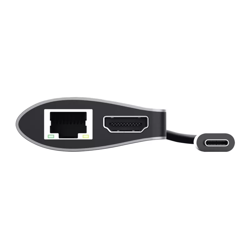 Trust Dalyx 23775 adaptador multiporta USB-C 7 em 1, USB-C 3.2, HDMI, RJ-45 Gigabit Ethernet, leitor SD/microSD, prateado