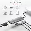 Trust Dalyx 23775 adaptador multiporta USB-C 7 em 1, USB-C 3.2, HDMI, RJ-45 Gigabit Ethernet, leitor SD/microSD, prateado