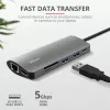 Trust Dalyx 23775 adaptador multiporta USB-C 7 em 1, USB-C 3.2, HDMI, RJ-45 Gigabit Ethernet, leitor SD/microSD, prateado