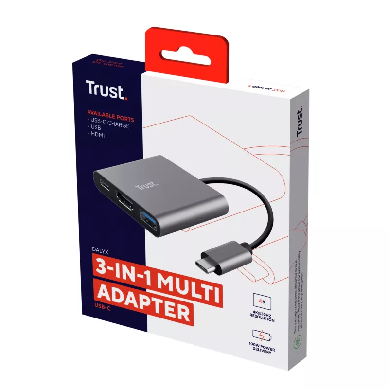 Trust Dalyx USB 3.2 Gen 1 (3.1 Gen 1) Type-C alumínio, preto